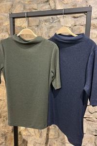 ZAIDA Stehbund -Shirt in feiner Rippe melange ZAIDA Stehbund -Shirt in feiner Rippe melange